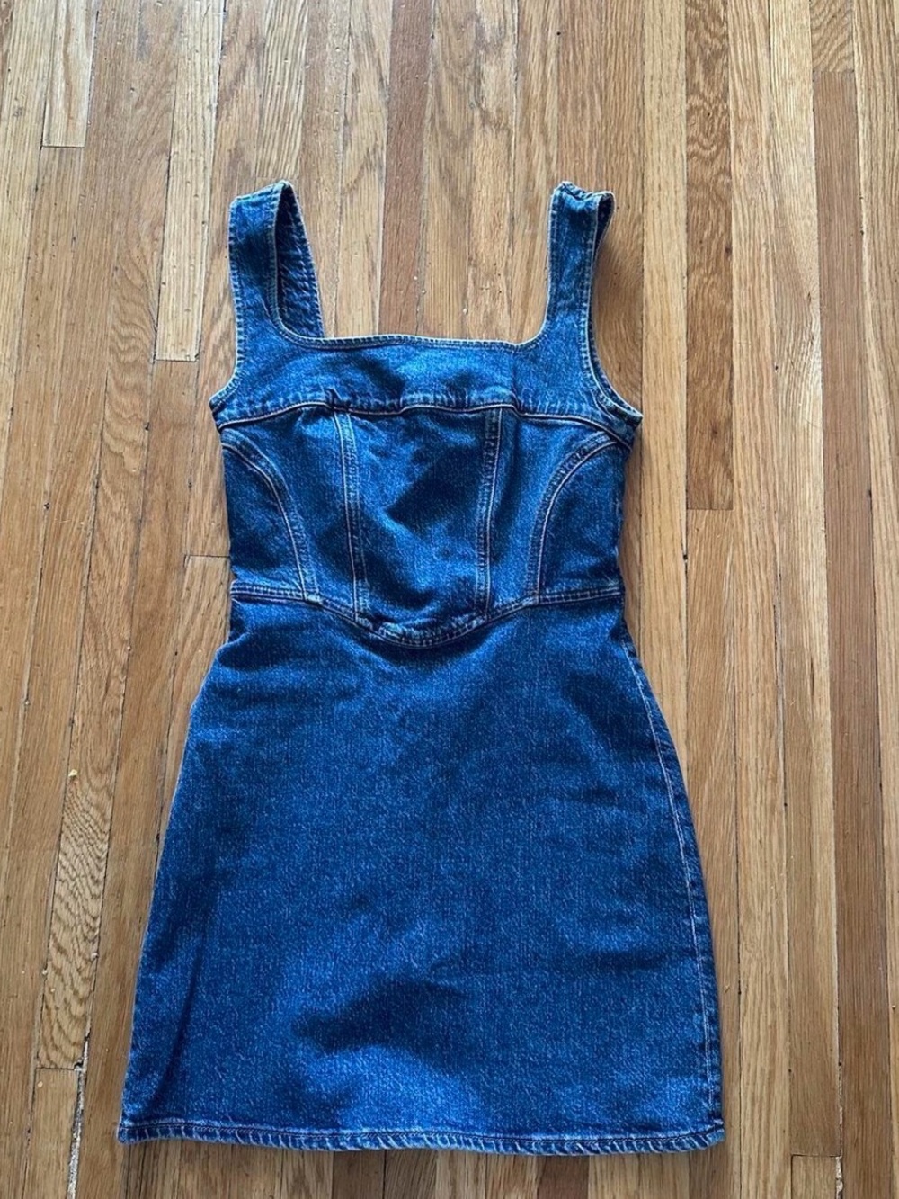 Reformation Blue Denim Pinafore Dress